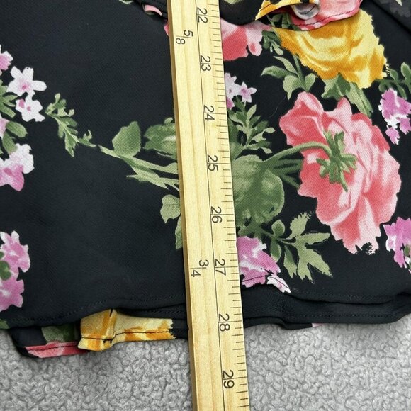 Chaps Skirt Womens Large Black Floral Ruffle Layered Midi Boho Dark Floral Fairy - Picture 7 of 7